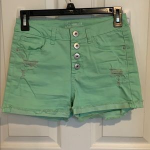 No Boundaries Mint Green high rise short shorts.